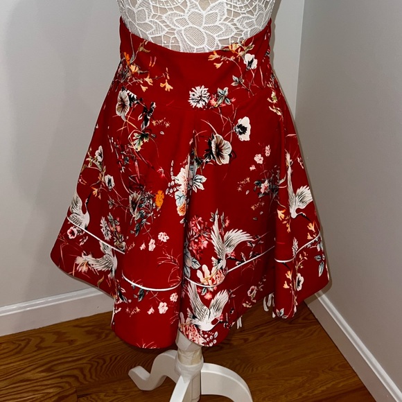 Denny Rose Red High Waisted Flower Skirt - Picture 4 of 6